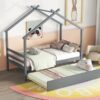 Twin Size House-Shaped Bed With Trundle - Gray - Image 7