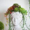 Greek Style Cement Head Planter Indoor Outdoor Home, Garden Decor - Gray - Image 3