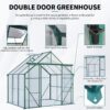 Double Door Polycarbonate Greenhouse Raised Base And Anchor Aluminum Heavy Duty Walk In Greenhouses For Outdoor Backyard In All Season - Green - Image 5