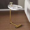 C-Shaped Side Table, Small Sofa Table For Cough, Bedroom - White / Gold - Image 7