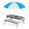 Wooden Kids Picnic Table, Sand And Water Table With Umbrella, Activity Table For Outdoor Backyard Patio Play - White / Gray - Image 9