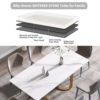 70.87" Modern Artificial Stone White Straight Edge Golden Metal Leg Dining Table, Can Accommodate 6-8 People - White / Gold - Image 9