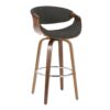 Curvini - Mid-Century Modern Barstool (Set of 2) - Walnut / Charcoal - Image 2