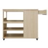 Kitchen Island Cart, Rolling Serving Utility Trolley Cart Modern Kitchen Island With Storage Drawer Wine Rack Lockable Casters, Kitchen Cart For Kitchen, Dining Room, Bar Living Room - Natural - Image 15