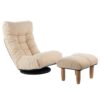 Japanese Style Single Reclining Sofa Chair With Adjustable Features Cotton For Balcony And Leisure - White - Image 21