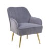 Modern Mid-Century Chair Velvet Sherpa Armchair For Living Room Bedroom Office - Gray - Image 7