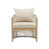 Modern Curved Aluminum Lounge Chair With Stylish Rope Weave Design And Cushioned Comfort - Beige / Natural - Image 3