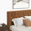 Donald - Mid-Century Modern Velvet Platform Bed King - Cognac - Image 12