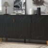 Modern TV Stand With 3 Doors And Adjustable Shelves For Living Room, Fits TVs Up To 70" - Black - Image 8
