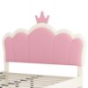 Full Size Upholstered Princess Bed With Crown Headboard, Full Size Platform Bed With Headboard And Footboard - White / Pink - Image 7