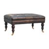 Buffalo - Leather Ottoman With Castor Legs - Black - Image 2