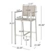 Outdoor Rust Proof Aluminum Barstools With Mesh Backrest And Seat (Set of 2) - Silver - Image 3