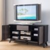 Sideboard TV Stand Buffet With 2 Doors 1 Drawer And 6 Shelves - Black / Gray - Image 3