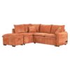 Convertible Sofa Bed Sectional Sofa Sleeper L-Shaped Sofa With A Storage Ottoman, Two Pillows, Two Power Sockets And Two USB Ports For Living Room - Orange - Image 10