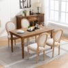 French Style Solid Wood Frame Antique Painting Linen Fabric Back Dining Chair (Set of 2) - Beige - Image 15