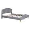 Queen Size Platform Bed With Thick, Stylish Stripe Decorated Bedboard And Elegant Leg - Gray - Image 2
