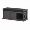 Wood Bench With 2 Open Shelves And Water Resistant Cushion - Dark Gray - Image 5