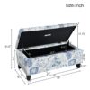 Luxury Storage Ottoman With Floral Patterned Fabric, Soft Close Hinges, Functional Footrest & Seat - Blue Flower / Blue Multi - Image 4