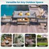 4 Pieces Outdoor Sectional Sofa Set 5 Person Patio Seating Group Outdoor Conversation Set With Cushions And A Coffee Table For Patios, Gardens, Or Balcony - Gray - Image 8