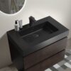 Alice - 30" Bathroom Vanity With Sink, Large Storage Wall Mounted Floating Bathroom Vanity For Modern Bathroom, One-Piece Sink Basin Without Drain And Faucet - Walnut / Black - Image 3