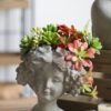 Cement Bust Wall Planter Indoor Outdoor Home Garden Decor - Gray - Image 7