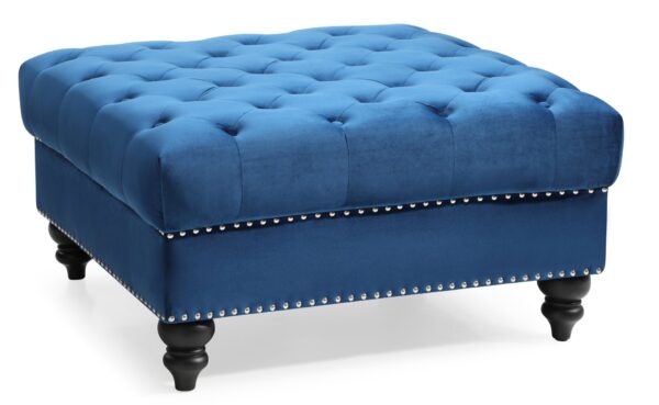 Charming Traditional Ottoman - Navy Blue