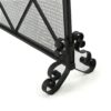 Minimalist Single Panel Iron Fireplace Screen With Diamond Design - Black - Image 9