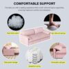 Queen Pull Out Sofa Bed, 3 In 1 Convertible Sleeper Sofa With Side Storage Multifunctional Velvet Loveseat Bed For Living Room - Pink - Image 9