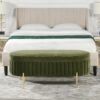 Chloe - Modern Glam Storage Bench - Olive Green - Image 15