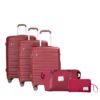 5 Piece Set (20"24"28 +A Travel Bag And A Toiletry Bag), Pp Hardshell Carry On Luggage Set With Tsa Lock Carry On Suitcase Luggage Durable Suitcase - Wine Red - Image 5