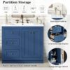 Bathroom Vanity With Ceramic Sink, Bathroom Storage Cabinet With 2 Drawers & Shelf, Freestanding Bathroom Cabinet - Blue - Image 5