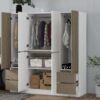 6 Doors Wardrobe Storage For Bedroom, With 4 Drawers - White / Nature - Image 8