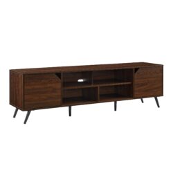 Contemporary 2 Door Minimalist TV Stand For TVs Up To 80" - Dark Walnut