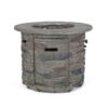 Transitional Outdoor 32" Round Propane Fire Pit Table, Lightweight Concrete Construction - Stone Gray - Image 9