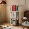 360° Rotating Bookshelf, Small Corner Bookcase, 3 Tier Floor Standing Organizer, Round - Cream White - Image 5