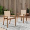 Belfast - Dining Chair (Set of 2) With Frame And Textile For Outdoor Use - Teak / Beige - Image 3