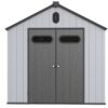 1 Resin Plastic Storage Shed For Backyard Garden With Spire Tool Storage - Black / Gray - Image 2