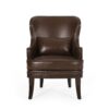 Accent Chair With Nailhead Trim And Birch Wood Legs - Dark Brown - Image 6