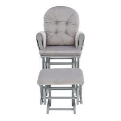 Mason - Glider And Ottoman Gray Wood - Light Gray Fabric