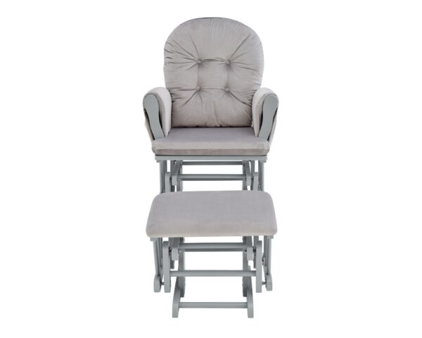 Mason - Glider And Ottoman Gray Wood - Light Gray Fabric