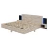 King Size Floating Platform Bed, With LED Lights, Bedside Nightstand - Natural - Image 2
