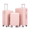 Set 3 Pieces 20" / 24" / 28" Abs Spinner Wheel Luggage, Matching Color, With Combination Lock - Pink - Image 19