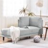 Mid-Century Modern Linen Corner Lounge Chair, Upholstered Indoor Chaise Lounge, Sleeper Sofa - Gray - Image 14