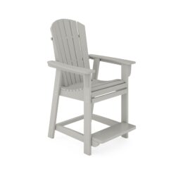 Adirondack Style Counter Chair Stylish HDPE Poly Lumber For Dining, Patio, And Garden Comfort - Dark Gray