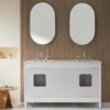 Fully Assembled 60'' Freestanding Double Sinks Bathroom Vanity With Quartz Top - White - Image 4