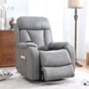 35.4" Electric Power Lift Recliner Chair, Fabric Recliner Chair, Home Theater Seating, Living Room Chair, Side Pocket, Remote Control - Light Gray - Image 2