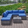 Patio Sofa With Cushions - Blue / Gray - Image 7
