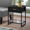 Accent Side Table, Storage Drawer, Contemporary & Modern - Black - Image 4
