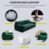 Queen Pull Out Sofa Bed, 3 In 1 Convertible Sleeper Sofa With Side Storage Multifunctional Velvet Loveseat Bed For Living Room - Green - Image 15