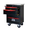 4 Drawer Multifunctional Tool Cart With Wheels, Metal Rolling Tool Cart Storage For Garage Workshop Warehouse Repair Shop With Stainless Steel Roof - Black / Red - Image 10